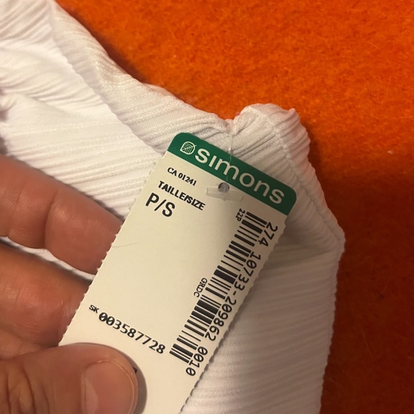 White raised ribbed longline bandeau bikini top NWT - Picture 4 of 7